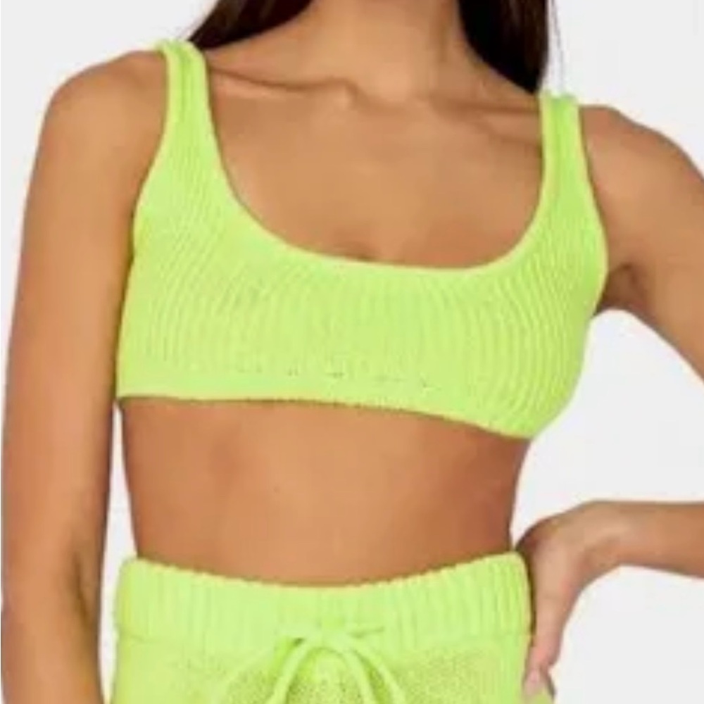 Lime Green Ribbed Crop Tank Top